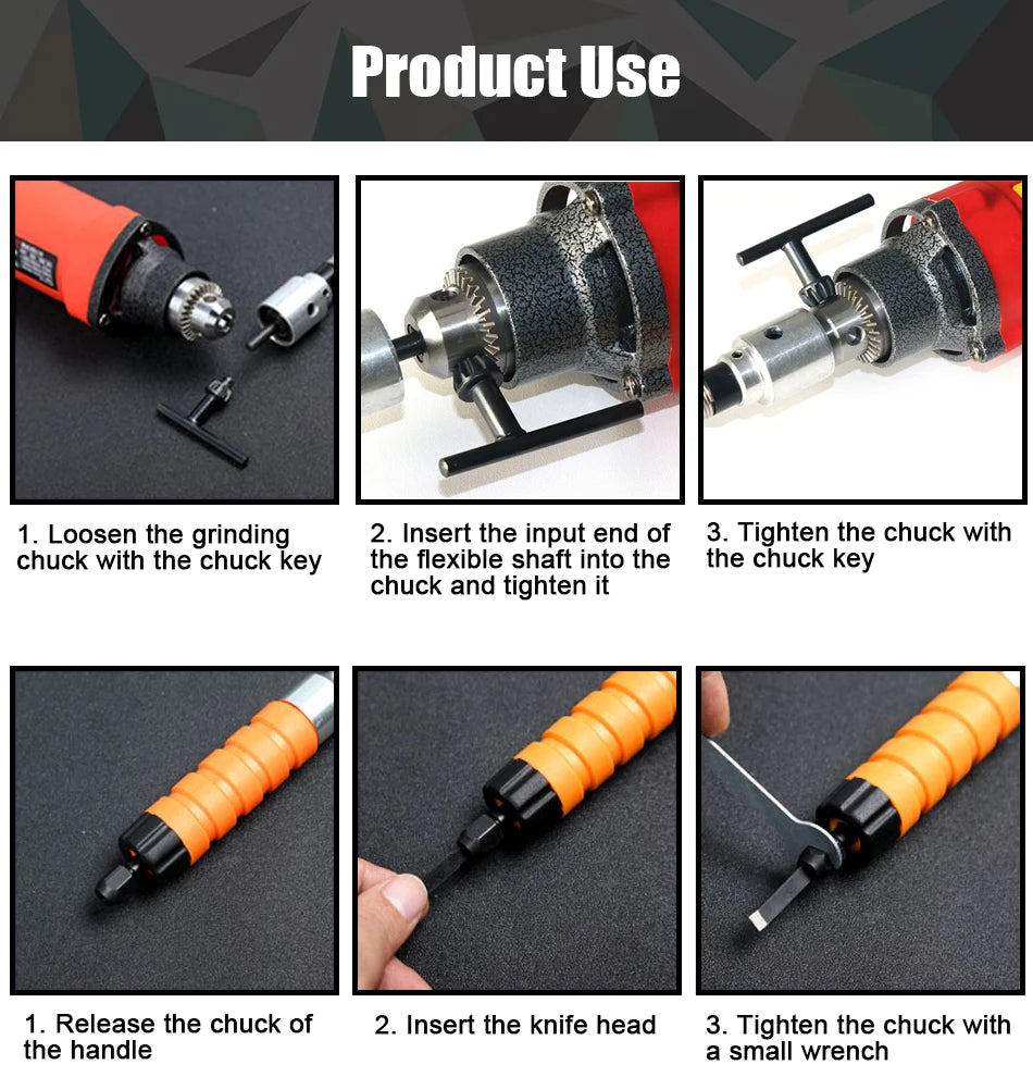 Electric Chisel Head and Flexible Shaft For Furniture Woodworking Engraving Root Carved Grinding Crane Handle-chisel Knives