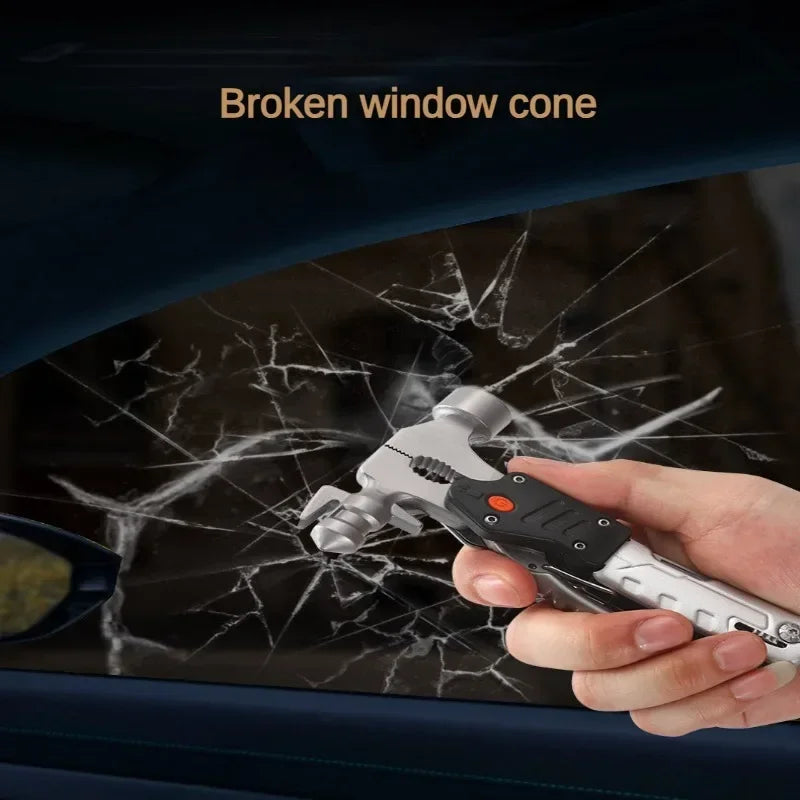 The Outdoor Multifunctional Tool Hammer Has A Flashlight Function and Is Extremely Powerful.