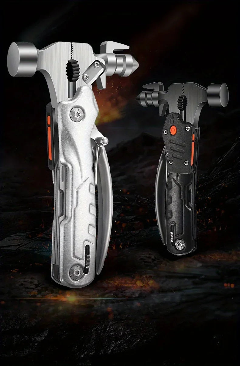 The Outdoor Multifunctional Tool Hammer Has A Flashlight Function and Is Extremely Powerful.