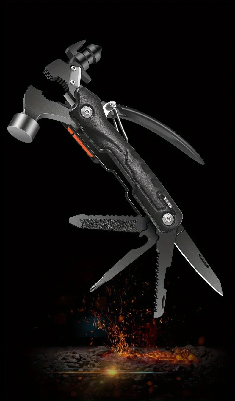 The Outdoor Multifunctional Tool Hammer Has A Flashlight Function and Is Extremely Powerful.