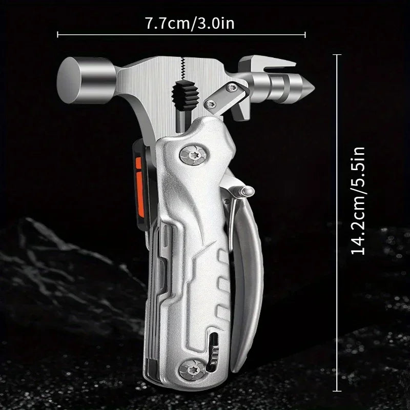 The Outdoor Multifunctional Tool Hammer Has A Flashlight Function and Is Extremely Powerful.