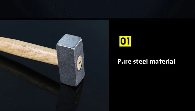Wooden Handle Hammer, Heavy Stoning Hammer, Masonry Square Hammer, Forged Steel Masonry Hammer Construction