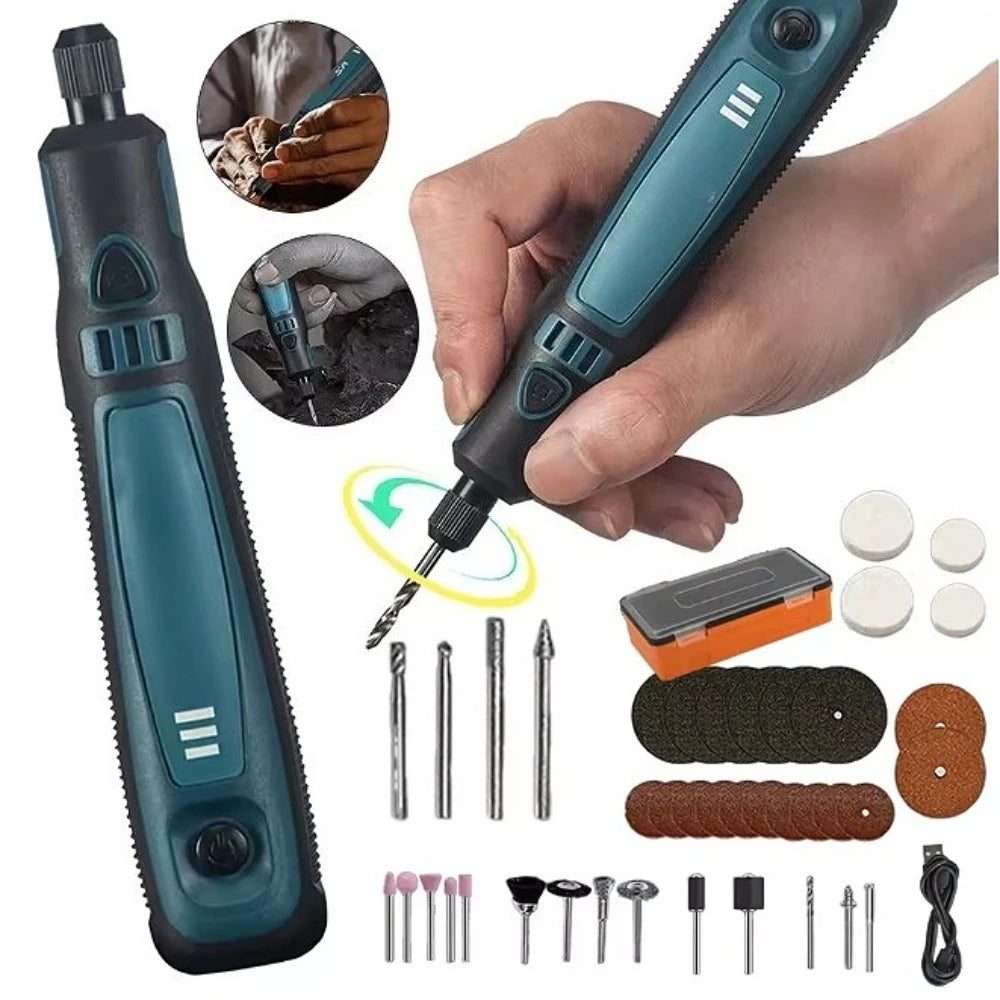 USB Cordless Rotary Tool Kit Woodworking Electric Drill Grinder Engraver Pen DIY For Jewelry Metal Glass Mini Wireless Drill
