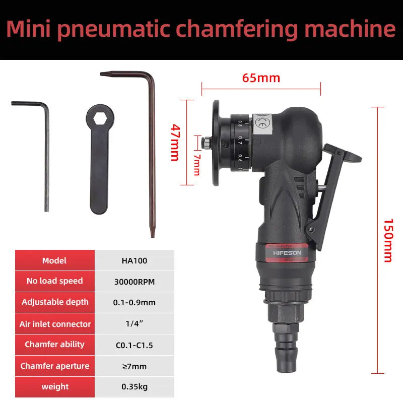 HIFESON Mini Air Chamfering Tool Wood Metal Trimmer Deburring Chamfering Machine Furniture Air Grinder Tool