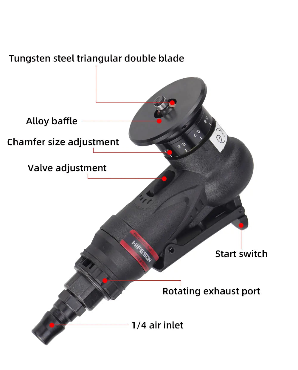 HIFESON Mini Air Chamfering Tool Wood Metal Trimmer Deburring Chamfering Machine Furniture Air Grinder Tool