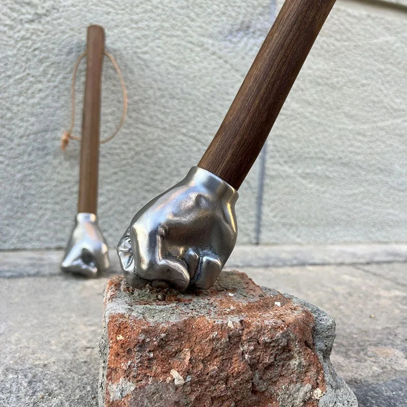 Fist Hammer Craft Ornament Hammer with Wooden Handle  Multifunctional Stainless Steel Head Hammers DIY Creative Manual Hammers