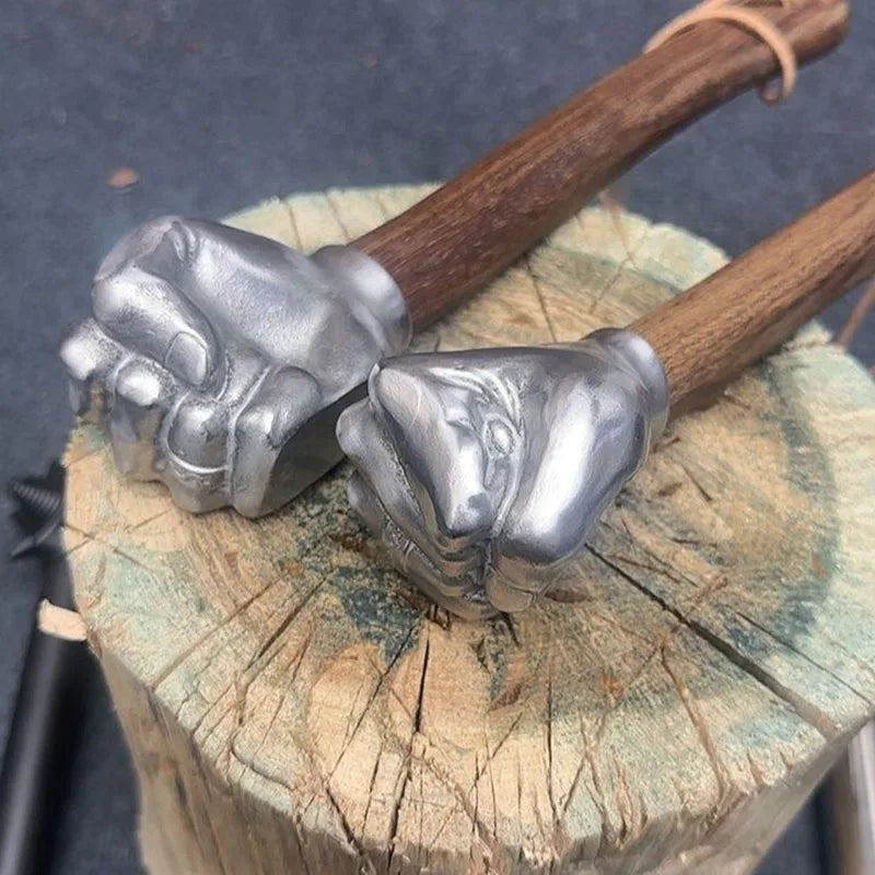 Fist Hammer Craft Ornament Hammer with Wooden Handle  Multifunctional Stainless Steel Head Hammers DIY Creative Manual Hammers