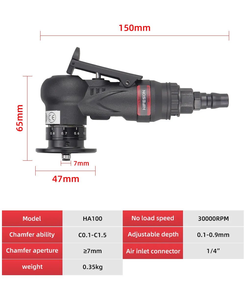 HIFESON Mini Air Chamfering Tool Wood Metal Trimmer Deburring Chamfering Machine Furniture Air Grinder Tool
